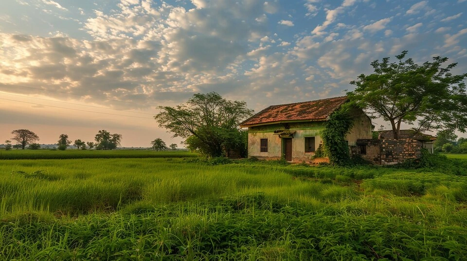 Rural home with off-grid solar installation